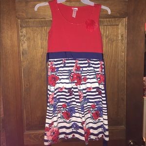Girls justice red and flowers dress